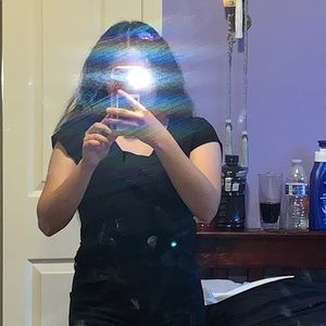 black short sleeve v neck